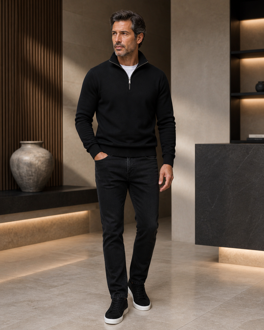 Monarch Zip Sweater Black