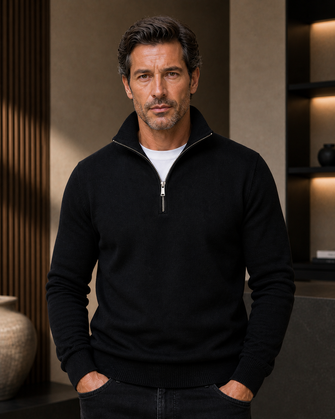 Monarch Zip Sweater Black