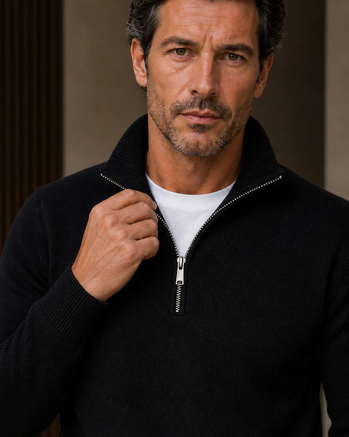 Monarch Zip Sweater Black