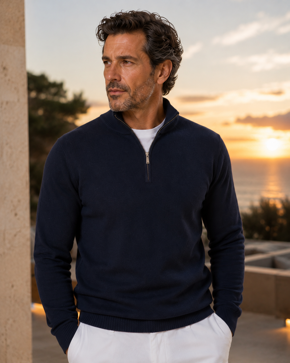 Monarch Zip Sweater Navy Blue