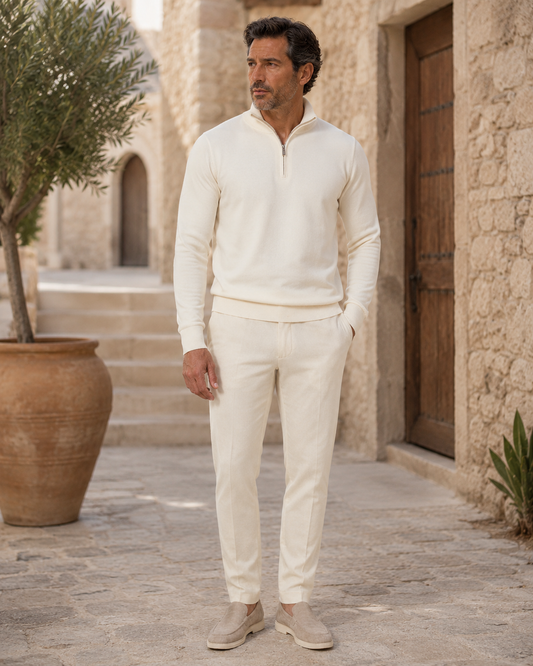 Monarch Zip Sweater Light Beige